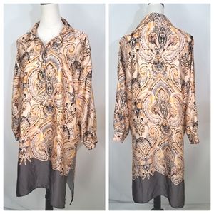 ZARA Gold and Grey Patterned Long Tunic Top
